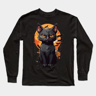 Halloween Black Cat Long Sleeve T-Shirt